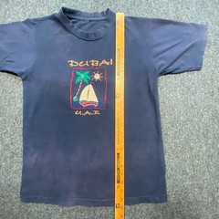 Dubai UAE TShirt Sz S Mens Navy Blue Vintage 90s Skater Embroidered Sailboat