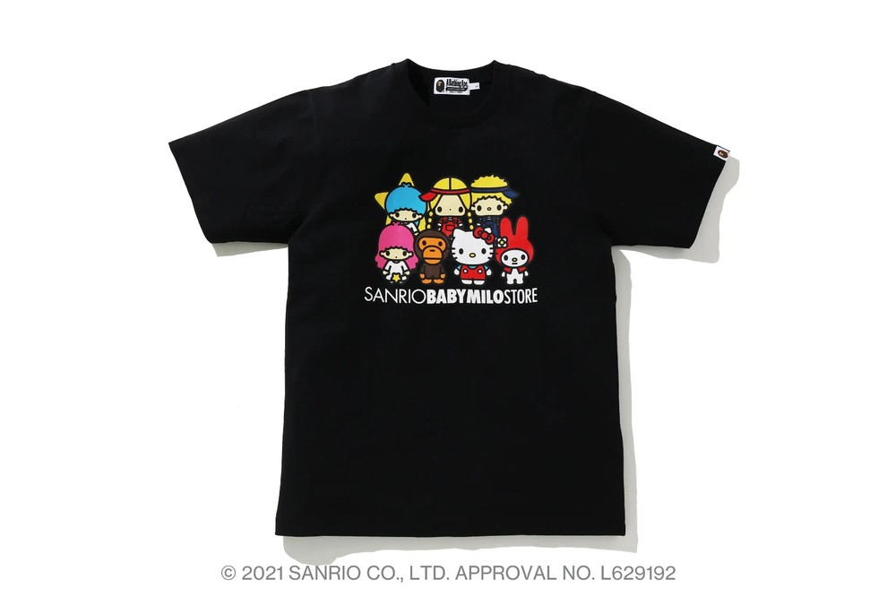 HELLO KITTY X BABY MILO TEE Bape A Bathing Ape Sanrio Size L Black NEW