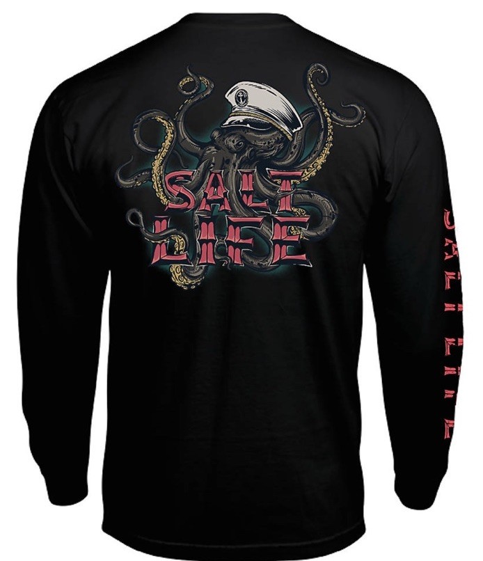 SALT LIFE Black “UNDERWATER ALIEN” L/S T-SHIRT MENS LARGE NWT