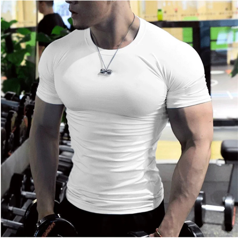 Summer Male t-Shirt Casual Soild White t Shirts Men Short Sleeve Top Oversized C