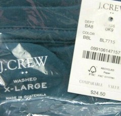 J Crew Mens No Pocket Jersey T Shirt Bermuda Blue Sizes L, XL. MSRP: 24.50