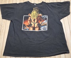 vtg 3D Emblem Shirt 2X Cycle Lab Ft. Lauderdale FL Biker Pin-Up Shirt Ass USA HD