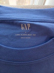 NEW Men’s GAP Ultra Soft Long Sleeve Boxy Tee, Blue, Size Large