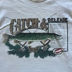 Vintage Galt Sand Catch & Release T Shirt Men L Beige Northern Pike Fishing