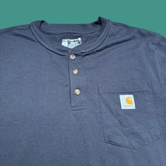 Carhartt Long Sleeve Henley T Shirt Small Black Pocket Outdoor Workwear Utility