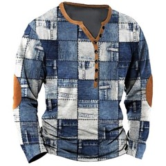 Camiseta Vintage Para Hombre De Algodón De ImitacióN Línea Geométrica Estampado