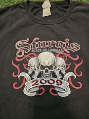2009 Sturgis Black Hills Rally 69th Annual Black Red Skull Shirt L Large 2000s