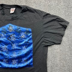 Intex T-Shirt Mens L Black Blue Satin Patch Graphic Heavy Weight Cotton Tee