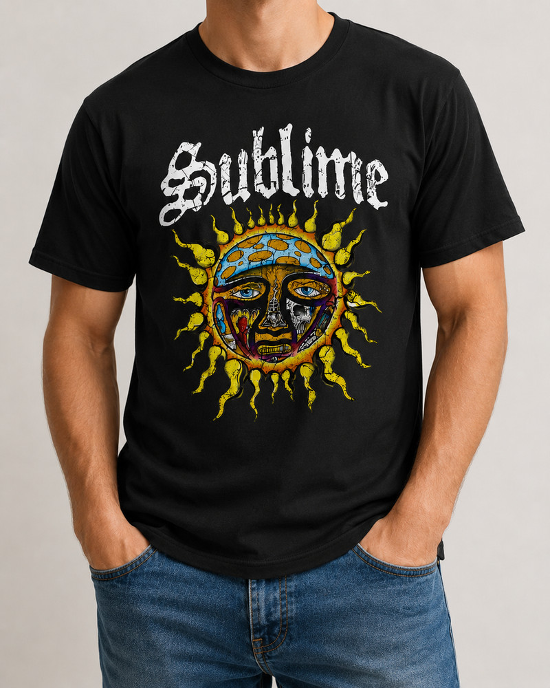 Sublime Sun Logo T-Shirt Retro Ska Punk Rock Graphic Tee Unisex