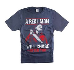 Mens Funny Halloween tee A Real Man Will chase after you shirt halloween shirt
