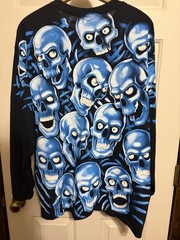 Liquid Blue Blue Skull Pile Graphic Long Sleeve Shirt Mens XL AOP Y2K