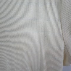Claiborne Mens Size Large Cream with Brown Trim V-Neck Ribbed Short Sleeve Shirt