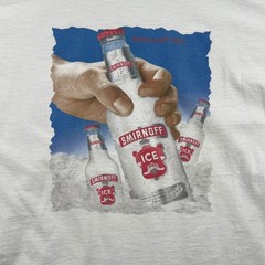 Vintage Smirnoff Ice T-Shirt Mens L White Graphic Promo Center Logo Back Hit Y2K
