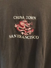 China Town SF BLACK Shirt M/L Vtg Single Stitch Dragon 80’s Embroidered RARE!