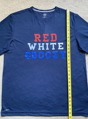 NEW AW DriWorks RED WHITE & BOOZY Performance T Shirt Tee NAVY BLUE LARGE MS $40