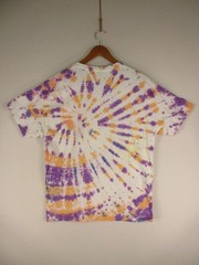 GildanShirt Mens XL Tie Dye Spiral Purple Orange White Short Sleeve Cotton