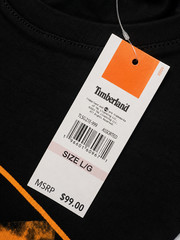 NWT Timberland Men’s Square Stack Logo Short Sleeve T-Shirt Black Size L