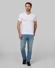 Men’s Cool V-Neck T-Shirt, Anti-Odor, Quick Dry Active, 4-Way Stretch, White,…