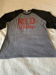 District Made T-shirt Remember Everyone Deployed -Distressed American Flag Back