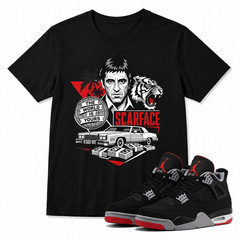 Graphic T-Shirt to Match Air Jordan 4 Bred Sneakers | Retro Streetwear Tee