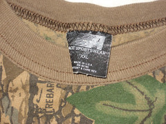 Vintage Ace Sportswear Men’s Trebark Camo Long Sleeve Pocket T Shirt Large USA