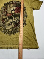 Affliction Live Fast T Shirt Mens Large Yellow Skull Graphic Distressed Y2K Tee