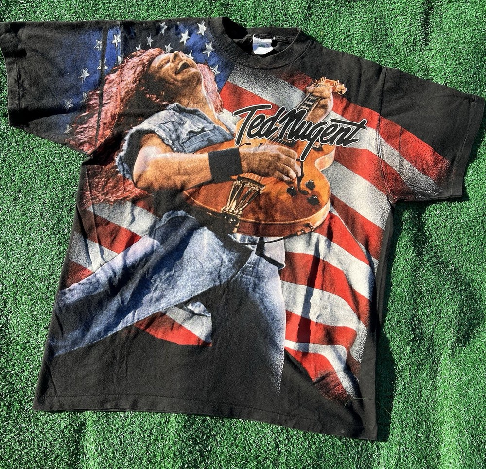 Vintage 1995 Ted Nugent One Nation Under Ted all over print t-shirt XL