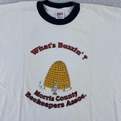 Vintage Morris County Beekeepers Ringer Shirt Mens M/L Bee Hive New Jersey 90s