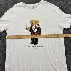 Polo Ralph Lauren T Shirt Mens Small Polo Bear Hot Cocoa Preppy White Tee FLAW