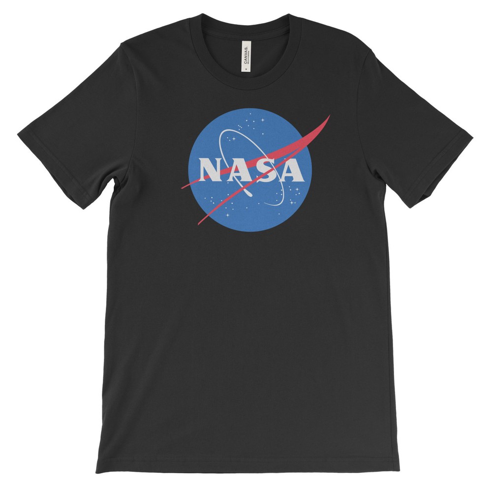 NASA T-Shirt. Large Logo. Cotton Tee on Black White or Gray. Space Astronaut NEW