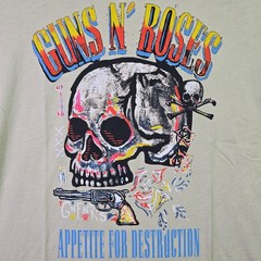 LUCKY BRAND Guns n Roses Mens Large Beige Skull Casual Music Rock 80s Metal NWT