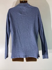 mens Superdry Size Medium Dark Blue Marl Long Sleeve Classic Polo Shirt Top