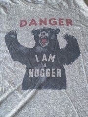 Mens Lucky Brand Danger I Am A Hugger Bear Large T-Shirt