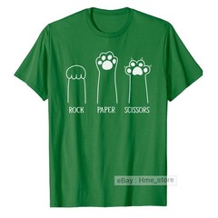Funny Cat Lovers T-shirt Rock Paper Scissors Hand Game Cute Paw Kittens Fur Tee