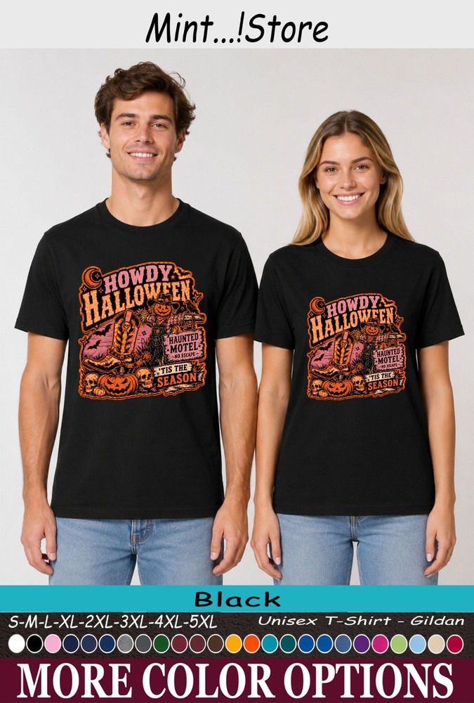 Howdy Halloween Shirt, Western Haunted Motel Pumpkin Tee