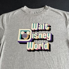 Walt Disney World Mens T Shirt Small Grey Marl Retro Disney Logo Chest 40″