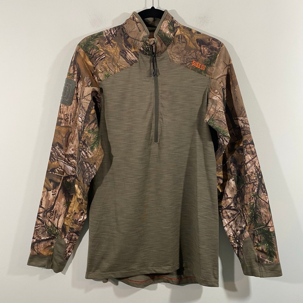 5.11 Tactical Men Realtree Camouflage Rapid Response Quarter-Zip Shirt Size S