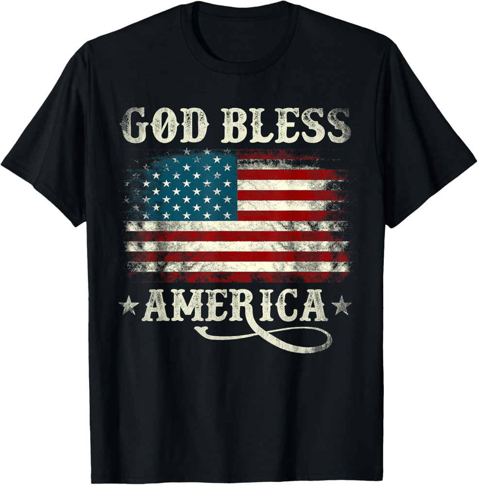 God Bless America USA Flag 4th of July Patriotic Men Women T Shirt