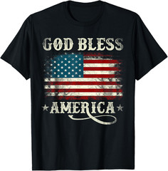 God Bless America USA Flag 4th of July Patriotic Men Women T Shirt