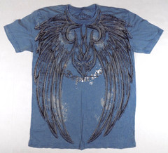 Departed Stonewashed Medium T Shirt Thin Silver Foil Wings Lightweight