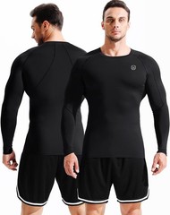 Men’s 3 Pack Compression Workout Long Sleeve Shirts,5030,Black,Grey,Red,3XL