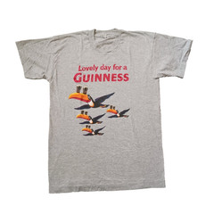 Vtg Guinness T Shirt Mens M Gray Toucan Lovely Day For A Beer Single Stitch 90s