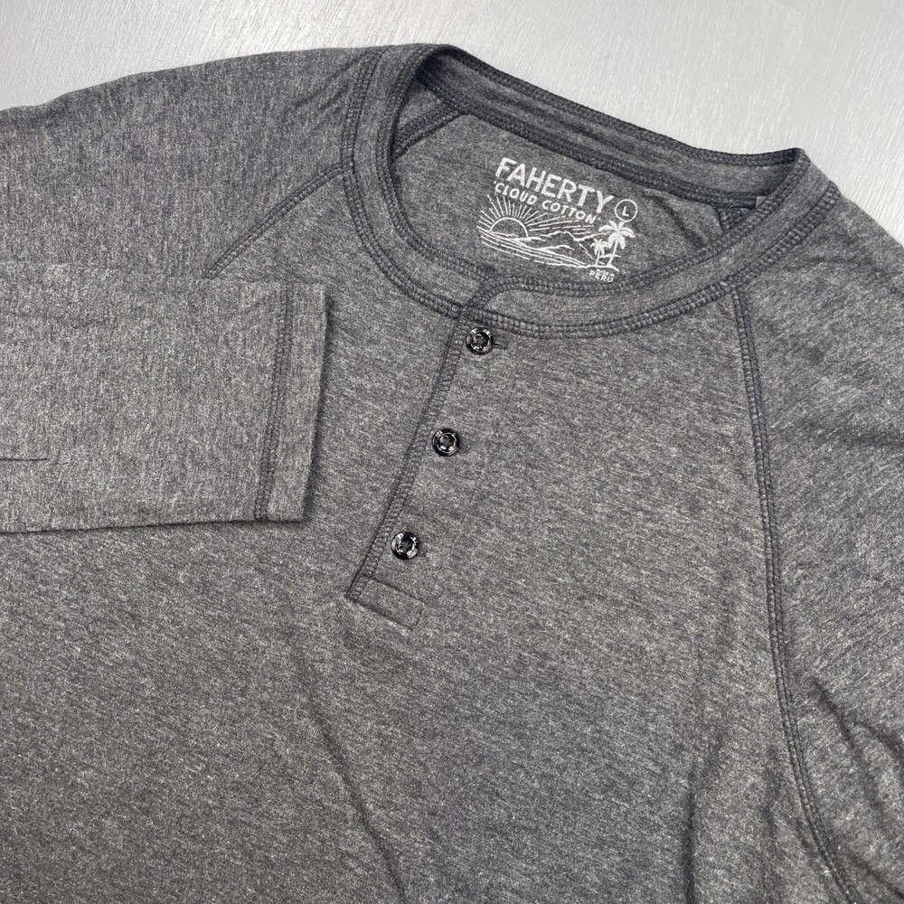 Faherty Shirt Mens Large Cloud Cotton Henley Long Sleeve Pima Modal Basic Tee T