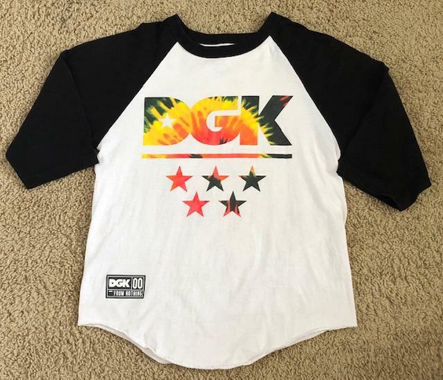 DGK From Nothing 00 Tri-Color Stars Logo White Ringer T-Shirt Size Medium