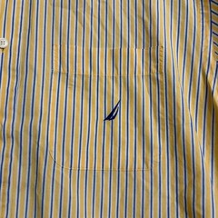 Mens Nautica Short Sleeve Yellow Striped Button Front Shirt Size XL