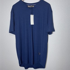 J MIERR Mens V-Neck Short Sleeve Muscle Slim Henley Shirt Blue, Athletic Size XL