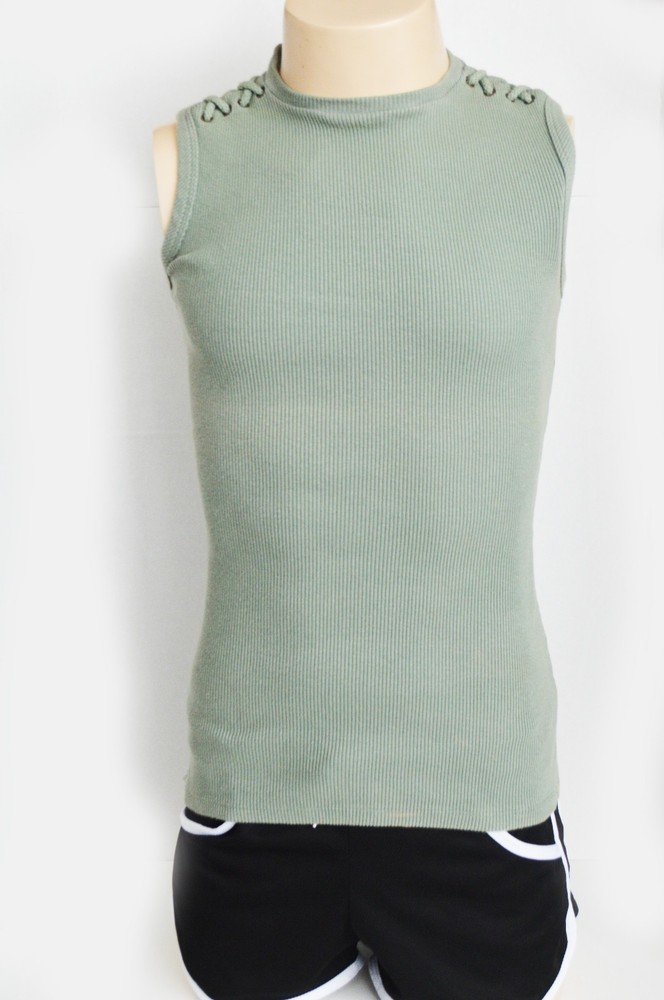 Vintage Tom Of Finland Green Sleeveless Cotton Tank Top/ Shirt with Detail Sz M