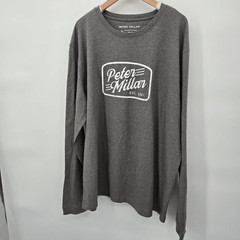 Peter Millar Mens T-Shirt Size XL Iron Crown Lite Graphic Crew Neck Long Sleeve
