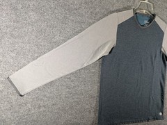 LL Bean Shirt Mens Medium Gray Blue Crew Wool Blend Fleece Lined Long Sleeve