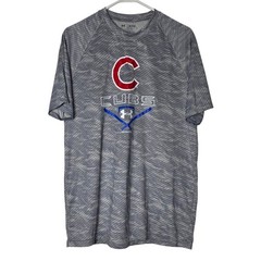 Under Armour Chicago Cubs HeatGear Shirt Mens Medium Grey Digital Print MLB Tee